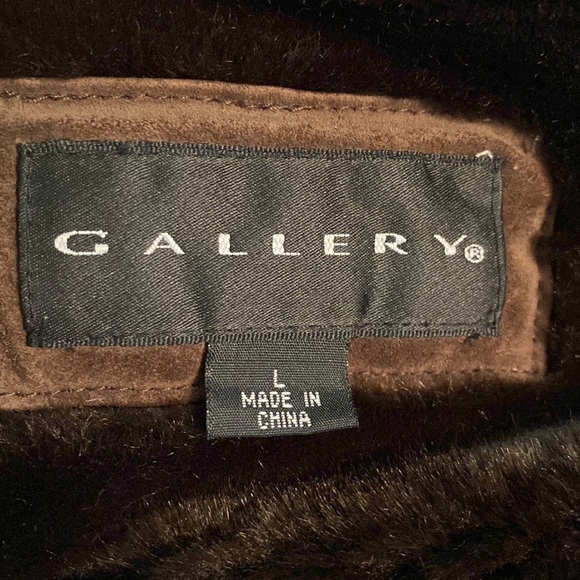 Gallery Vintage Brown Suede Faux Fur Lining Collar Jacket - L - Picture 12 of 14